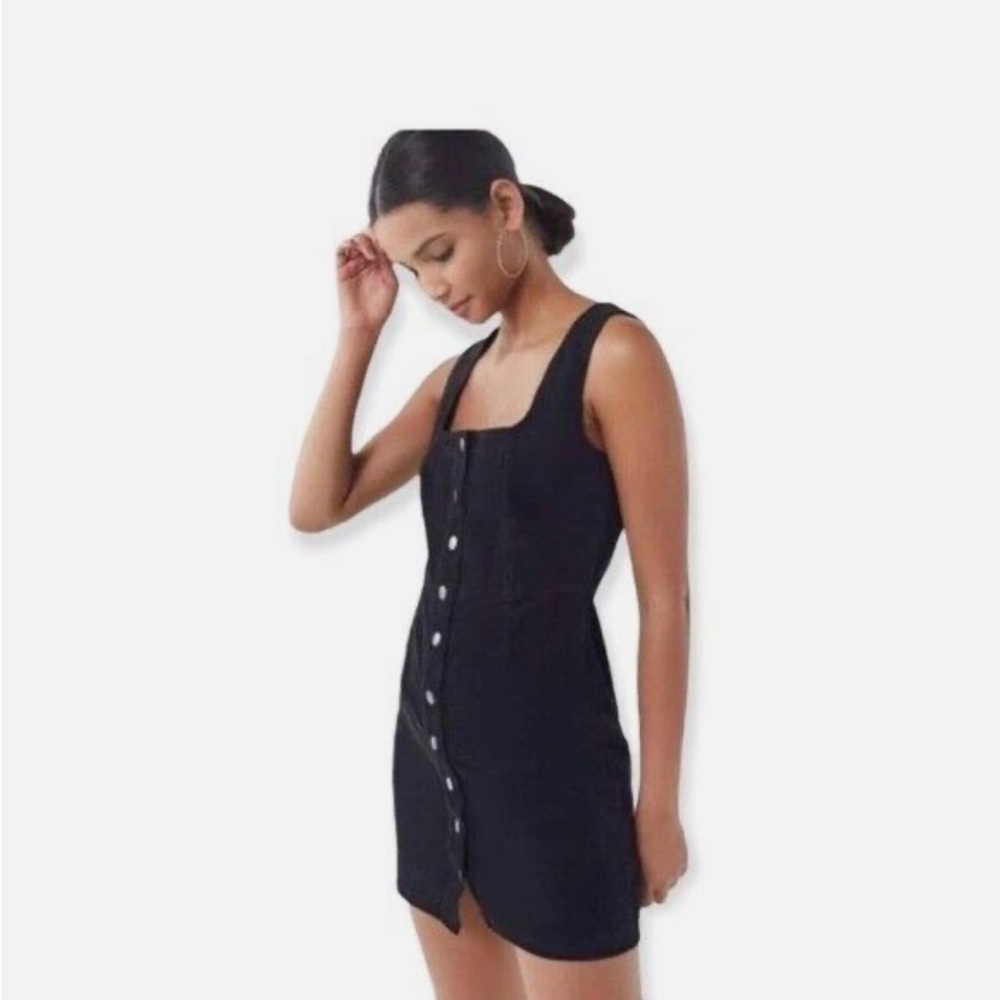Urban Outfitters Black Wash Button-Down Denim Mini Dress